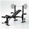 Relaxdays Panca multifunzionale Relaxdays, con supporto per manubri, bracci a farfalla, estensore per gambe, regolabile e pieghevole, in acciaio, colore nero
