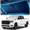 Autopect Dodge RAM 1500 2019-2025 Parasole su misura con ritaglio per specchietto retrovisore, protezione dal calore e dai raggi UV, pieghevole con custodia per riporre oggetti