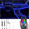 QAUBEN Kit di illuminazione ambientale interno auto USB 64 colori Bluetooth APP Controllo atmosfera dell'auto Luce fai da Multicolore memoria musica attiva auto Interno Illuminazione 3m Fibra ottica