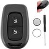 GLOUVDEYZ Per Renault Symbol Trafic e Dacia Duster Logan Sandero, custodia per chiave con telecomando a 2 pulsanti (senza lama) Batteria CR2032