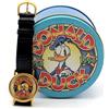 Disney Orologio Disney Paperino 60° Anniversario Cinturino in Pelle Nero Cilindro Can