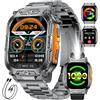 HIRREO Smartwatch Uomo con 1000mAh Batería, 2.01″ HD Smartwatch con Chiamata Bluetooth, Militare Orologio Fitness: Torcia LED 100+ Modalità Sportive, Sonno/Cardiofrequenzimetro, IP68, Android iOS, BWTX12-B