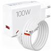 Smbxjer Caricatore da 100 W per Note 15 Pro+ 5G Poco X8 Pro MAX F8 Ultra M8 Pro | Adattatore di ricarica rapida e cavo da 2 metri di tipo C 6A per 17 Pro Max K90 Pro Max, ricarica rapida
