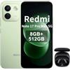 XIAOMI Redmi Note 17 Pro Max 5G-Smartphone 8+512GB,Display 6,83 1.5K AMOLED, Snapdragon 6 Gen 5,Batteria 9210mAh+Ricarica 100W,Fotocamera 50MP OIS+Ultra,IP68,Verde,Cuffie nero incluse