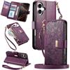 MOJIA Portafoglio Custodia per Sony Xperia 10 VIII / 10 VII, Flip Cover in Pelle con Tracolla a Tracolla, Scomparto a Cerniera e Funzioni Multifunzione. Purple
