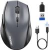 TECKNET PRO Mouse Bluetooth Ricaricabile (2BT5.0+2,4GHz), Mouse Wireless | 6400DPI Silenzioso Mouse con 6 Pulsanti, Mouse Senza Fili Ergonomico con ricarica USB-C Adatto per Laptop/PC/Tablet/MacBook