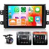 VECHTEL 2G&64G 9 Autoradio per Suzuki SX4 2006-2013/FIAT Sedici 2005-2014 con Carplay Android Auto,Bluetooth RDS/FM Radio,GPS,Wi-Fi,USB, Bluetooth,FM,RDS e telecamera per la retromarcia