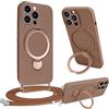 Vauki Cover per iPhone 14 Pro Max con Cordino e Anello Supporto, Custodia con Laccio Tracolla Regolabile Collana Rimovibile,Ultra Sottile Morbido Silicone Liquido TPU Antiurto Protettiva Case, Marrone