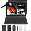 Veidoo Tablet Android portatile 2 in 1 con tastiera, mouse e stilo, tablet 10,1 pollici IPS HD schermo con 7 GB di RAM (3 GB + 4 GB) 64 GB ROM espandibile a 512 GB, processore Octa-Core, WiFi 6