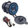 CESFONJER Caricabatteria da auto USB, presa di corrente con cavo di collegamento, 2 porte impermeabile TYPE-C + QCPD LED blu 3.1A ricarica rapida, per vari tipi di auto da 12V-24V