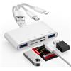 Ticenpe Lettore di schede di memoria 5 in 3 con slot per schede USB A/USB C/SD | Lettore di schede con connettore USB C USB A, connettore Lightning, lettore di schede SD per iPhone, iPad, MacBook, Android