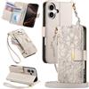 MOJIA Portafoglio Custodia per Sony Xperia 10 VIII / 10 VII, Flip Cover in Pelle con Tracolla a Tracolla, Scomparto a Cerniera e Funzioni Multifunzione. Off white