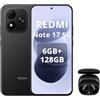 XIAOMI Redmi Note 17 5G-Smartphone 6+128GB,6,99 FHD+ AMOLED 120Hz,Batteria 7700mAh Ricarica 45W,Fotocamera 50MP, Snapdragon 4 Gen 4,IP65,HyperOS con AI,Nero,Cuffie nero incluse