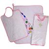 Bubabù Set ASILO SCUOLA MATERNA SILVESTRO 3 pezzi: bavaglino spugna con elastico cm.29x35, asciugamano cm.40x50 e sacca cm.32×37 - Cotone 100% Made in Italy (ROSA)