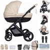 Oubeauou Passeggino trio, Sistema modulare, da neonato a bambino, per tutti i terreni, pieghevole con una sola mano, passeggino alto, carrozzina convertibile