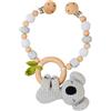 Ueiwffzo Catena per passeggino, per bambini, all'uncinetto, con ciondolo a forma di animale, giocattolo per bambini, per appendere in modo flessibile, in legno, giocattolo per bambini (koala)