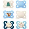 MAM Set di 6 ciucci originali Day & Night in silicone, 0-6 mesi, adatti ai denti, con 3 scatole per il trasporto sterilizzazione, 0 m, tinta unita