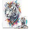 JIANGENNF Puzzle da 1000 pezzi per adulti, tema Graffiti Spirit Tiger, gioco impossibile, divertente attività da fare in casa, adatto come decorazione da scrivania 38x26cm