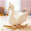 Jessruly Cavallo a dondolo in peluche, morbido dondolo con telaio in legno, motivo magico unicorno per giochi fantasiosi (cigno)