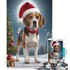 JIANGENNF Puzzle per adulti da 1000 pezzi a tema natalizio con cane beagle giocattolo educativo livello di difficoltà: difficile ideale come regalo di Natale con Babbo Natale 38x52cm