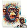 JIANGENNF Puzzle per adulti da 1000 pezzi con scimmia graffiti, gioco pratico, difficile e stimolante, ideale come regalo per tutta la famiglia 38x26cm