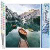 Figured'Art Dipingere con i Numeri - Paint by Numbers Piccola Barca E Lago Di Montagna, Passatempo per Adulti, Kit Completo, Hobby Creativi - Quadri fai da te 40x50cm senza cornice
