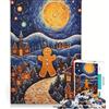 JIANGENNF Puzzle da 1000 pezzi per ragazzi omino di pan di zenzero natalizio decorazione da parete compleanno 38x26cm