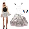 Carnavalife Costume alieno donna, occhiali da alieno con fascia per antenna e gonna con paillettes, accessori per feste a tema Halloween Carnevale e costume da supernova