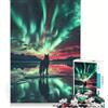 JIANGENNF Puzzle per adulti da 1000 pezzi Wulf sotto l'aurora boreale giocattolo educativo difficile da aggiungere alla lista dei desideri con Babbo Natale 38x52cm