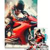 JIANGENNF Puzzle da 1000 pezzi per ragazzi moto Ducati rossa gioco impossibile interazione genitore-figlio regalo di Natale o compleanno 38x26cm