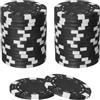 QUARKZMAN Fiches da Poker in Plastica Striata 11,5g 30 Pezzi Nero | Gettoni da gioco professionali, opachi, senza stampa, accessori per feste in casa e giochi di carte, in blocco