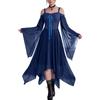 XOLTOAN Abiti Halloween Donna Halloween Plus Size Autunnale Abito Lungo Dress Witch Lunghi Gotica Curvy Rinascimentale Kleidung Marina XXL