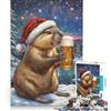 JIANGENNF Puzzle per adulti da 1000 pezzi con tema natalizio Bober Beer Santa giocattolo educativo ideale per passare il tempo durante le vacanze regalo per amici e familiari 38x26cm