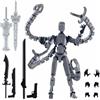 Comforso Action figure T13, ciuccio stampato in 3D 13 con più articolazioni mobili, completamente assemblato con accessori intercambiabili per esposizione e gioco (nero/bianco e argento/nero) (nero argento)