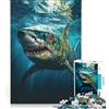 JIANGENNF Puzzle da 1000 pezzi per ragazzi, squalo graffiti, giocattolo fai-da-te, migliora la memoria, con pezzi di forma casuale completamente ad incastro 38x52cm