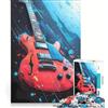 JIANGENNF Puzzle da 1000 pezzi per adulti con chitarra elettrica rossa tema arte musica giocattoli fai da te assemblaggio di modelli collezione d'artista belle arti 50x75cm