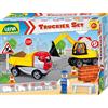 Lena Truckies 01631 - Set da Cantiere, 23 Pezzi, Contenuto: Camion Ribaltabile ca. 22 cm, Escavatore ca. 25 cm, 3 Personaggi da Gioco e 17 cartelli stradali e piloni, Veicoli da Costruzione e