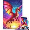 JIANGENNF Puzzle per ragazzi da 1000 pezzi: Drago rosso che vola in un cielo colorato gioco educativo difficile collezione d'artista belle arti 38x26cm