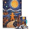JIANGENNF Puzzle per adulti da 1000 pezzi con omino di pan di zenzero natalizio giochi per famiglie divertente antistress collezione d'artista belle arti 38x52cm
