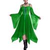 XOLTOAN Abiti Halloween Donna Vestito Halloween Adulto Donna Lunghi Autunnale Dress Lungo Abito Adulti Plus Size Rinascimentale Cosplay Witch Kleidung Verde M