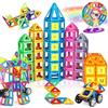 COOLJOY Costruzioni Magnetiche, 117 PCS Magnetiche Blocchi Costruzione, Magnetici Blocchi Costruzioni Giocattolo Educativi Imparare Alfabeto Carte di Numero Forme 3D Attraverso Ferris Wheel/Car/Robot