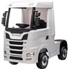 Mondial Toys Camion Elettrico per Bambini Scania 500R 12V con Licenza Sedile in Pelle Telecomando Ruote in Gomma MP3 Porte Apribili Luci LED Full Optional (Scania Bianco)