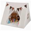 COSTWAY Tenda per Bambini, Tenda Gioco Interna con Tappetino Imbottito Lavabile, Bandiere Colorate, Castello per Principesse 3 Anni +, 120x120x105 cm