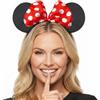 Hatstar Cerchietto per capelli con orecchie del mouse, colore nero, con fiocco rosso e pois bianchi, per carnevale e carnevale, per bambini e adulti