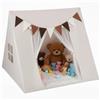 HOMASIS Tenda per Bambini da Interno, Casetta da Gioco con Materassino Imbottito, 2 Finestre, Tenda e 9 Bandierine, Tenda Indiani per Bambini per Cameretta, 120 x 120 x 105 cm, Beige