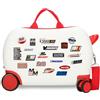 Disney Joumma - Valigia per bambini Disney Topolino Racing, rigida, in ABS, 24,6 l, 1,76 kg, 2 ruote doppie, colore: bianco, 45 x 31 x 20 cm