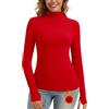 WOWENY Maglione termico da donna, a collo alto, con foro per il pollice, a maniche lunghe, elegante, per inverno e autunno