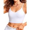 CRZ YOGA Scollo a V Longline Top Bikini | Imbottito, Coppa A-D, Taglio Corto, Spalline Regolabili Sottili, Nuoto, Costume da Bagno per Donna