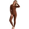 LAPASA 100% Lana Merino Set Termico Intimo Donna Leggero Strato Base Maglia a Maniche Lunghe e Pantaloni Lunghi L58 Marrone M