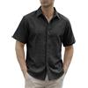 Gavliuu Camicia da uomo in lino con bottoni nascosti, casual, estiva, da spiaggia, a maniche corte, da uomo